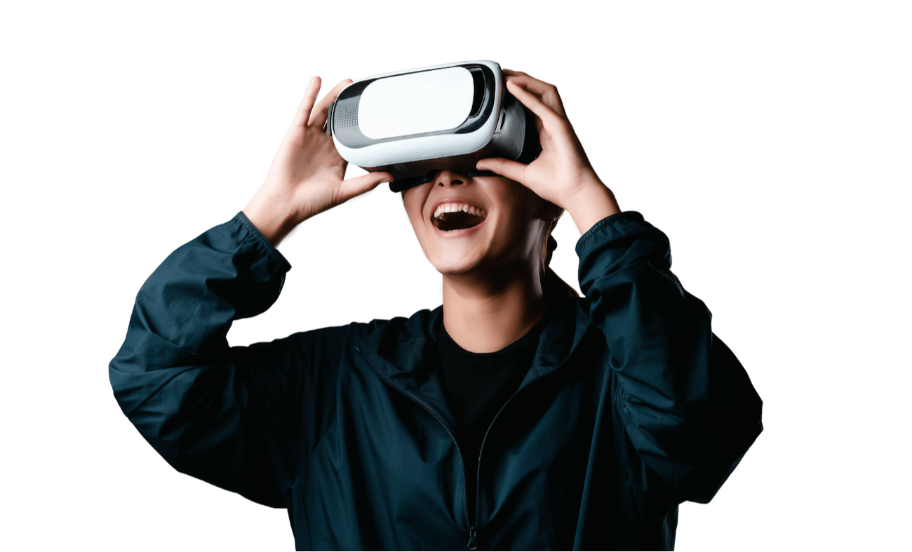 Pessoa usando óculos VR 3D - Experiência Imersiva SIPAT